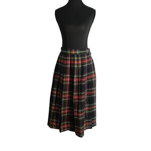Priorities Wool Rainbow Plaid Skirt Midi VTG
